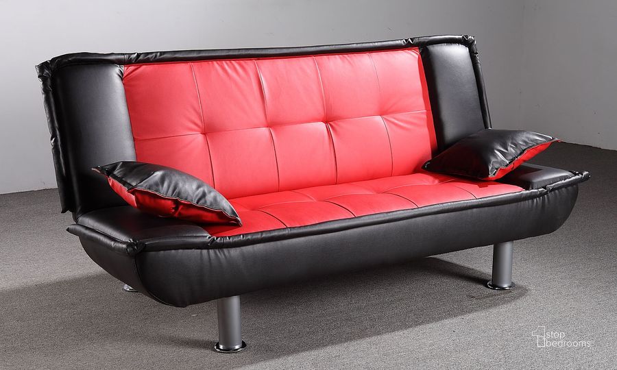 The appearance of G136 Sofa Bed (Black and Red) designed by Glory in the modern / contemporary interior design. This black piece of furniture  was selected by 1StopBedrooms from G136 Collection to add a touch of cosiness and style into your home. Sku: G136-S-Sofa Bed. Material: Faux Leather. Product Type: Sofa Bed. Image1