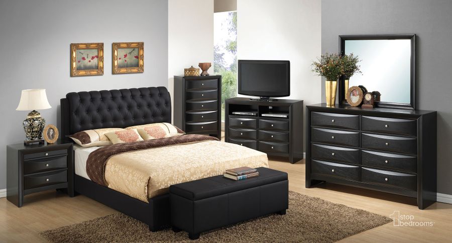 The appearance of G1500 Upholstered Bedroom Set designed by Glory in the transitional interior design. This black piece of furniture  was selected by 1StopBedrooms from G1500 Collection to add a touch of cosiness and style into your home. Sku: G1500C-QB-UP-Queen Bed  Headboard & Footboard & Rails;G1500-N-Nightstand. Material: Wood. Product Type: Panel Bed. Bed Size: Queen. Image1