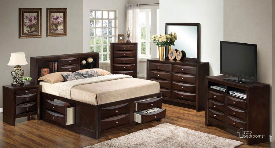 The appearance of G1525 Bookcase Storage Bedroom Set designed by Glory in the transitional interior design. This cappuccino piece of furniture  was selected by 1StopBedrooms from G1525 Collection to add a touch of cosiness and style into your home. Sku: G1525G-QSB3-Queen STGE Bed HDBD;G1525G-QSB3-Queen STGE Bed FTBD;G1525G-QSB3-Queen STGE Bed Rails;G1525G-QSB3-Queen STGE Bed Drawers for Rails;G1525G-QSB3-Queen STGE Bed Drawers for FTBD;G1525G-QSB3-Queen STGE Bed Drawers for FTBD;G1525-N-Nightstand. Material: Wood. Product Type: Storage Bed. Bed Size: Queen. Image1