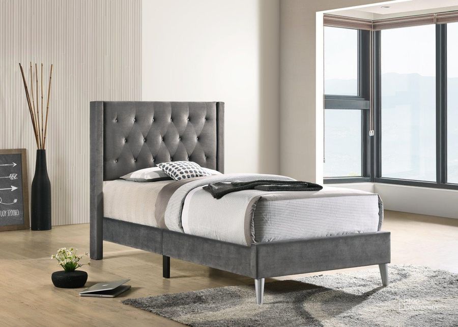 The appearance of Glory Furniture Bergen G1627-TB-UP Twin Bed, Gray designed by Glory in the transitional interior design. This dark gray piece of furniture  was selected by 1StopBedrooms from Bergen Collection to add a touch of cosiness and style into your home. Sku: G1627-TB-UP-Twin  Bed. Bed Type: Platform Bed. Material: Wood. Product Type: Platform Bed. Bed Size: Twin. Image1