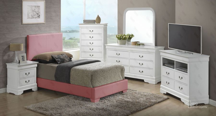 The appearance of G1880 Youth Upholstered Bedroom Set designed by Glory in the traditional interior design. This pink piece of furniture  was selected by 1StopBedrooms from G3190 Collection to add a touch of cosiness and style into your home. Sku: G1880-TB-UP;G0001-T;G3190-N-Nightstand. Material: Wood. Product Type: Platform Bed. Bed Size: Twin. Image1