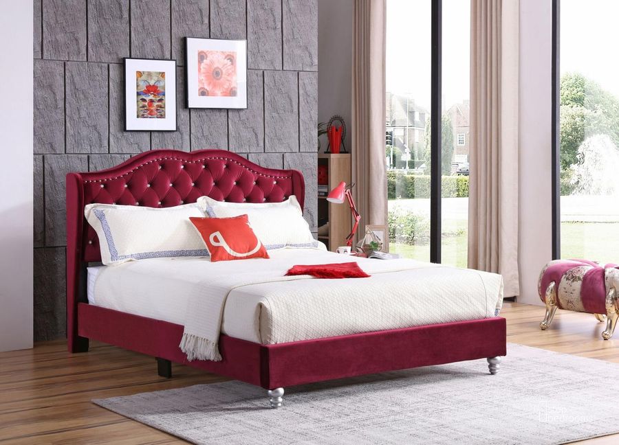 The appearance of Glory Furniture Joy King Size Bed Maroon designed by Glory in the modern / contemporary interior design. This maroon piece of furniture  was selected by 1StopBedrooms from Joy Collection to add a touch of cosiness and style into your home. Sku: G1933-KB-UP-King Bed. Bed Type: Panel Bed. Material: Wood. Product Type: Panel Bed. Bed Size: King.