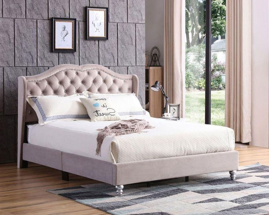 The appearance of Glory Furniture Joy King Size Bed Beige designed by Glory in the modern / contemporary interior design. This beige piece of furniture  was selected by 1StopBedrooms from Joy Collection to add a touch of cosiness and style into your home. Sku: G1935-KB-UP-King Bed. Bed Type: Panel Bed. Material: Wood. Product Type: Panel Bed. Bed Size: King.