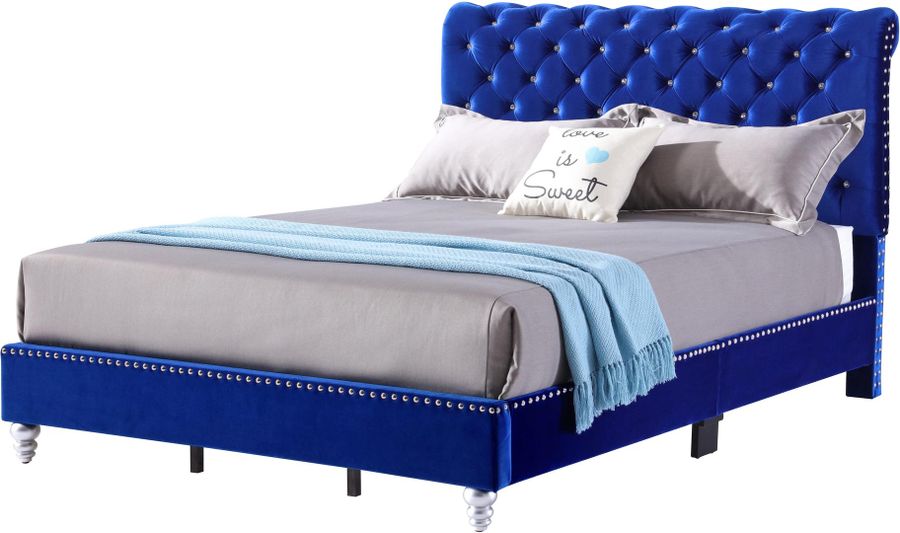 The appearance of Glory Furniture Fabiane King Size Bed Cobal Blue designed by Glory in the modern / contemporary interior design. This blue piece of furniture  was selected by 1StopBedrooms from Fabiane Collection to add a touch of cosiness and style into your home. Sku: G1943-KB-UP-King Bed. Bed Type: Panel Bed. Material: Wood. Product Type: Panel Bed. Bed Size: King. Image1
