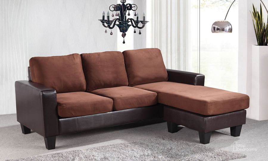 The appearance of G216 Sofa Chaise (Chocolate) designed by Glory in the modern / contemporary interior design. This chocolate piece of furniture  was selected by 1StopBedrooms from G21 Collection to add a touch of cosiness and style into your home. Sku: G216-SCH-Back Cushion, Seat Cushion, Chaise;G216-SCH-Back Frame, Seat Frame, Front Rails, Leg. Material: Microfiber. Product Type: Sofa Chaise. Image1