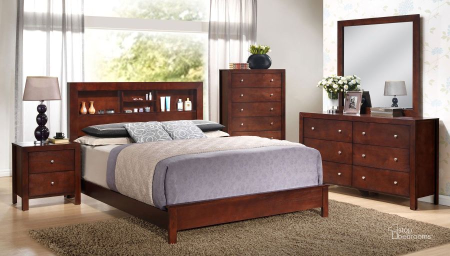 The appearance of G2400B Bookcase Bedroom Set designed by Glory in the transitional interior design. This cherry piece of furniture  was selected by 1StopBedrooms from G2400 Collection to add a touch of cosiness and style into your home. Sku: G2400B-QB2-Queen  Bed  Headboard;G2400B-QB2-Queen  Bed  Footboard;G2400B-QB2-Queen Bed  Rails;G2400-N-Nightstand. Material: Wood. Product Type: Bookcase Bed. Bed Size: Queen. Image1