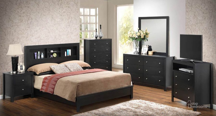 The appearance of G2450 Bookcase Bedroom Set designed by Glory in the transitional interior design. This black piece of furniture  was selected by 1StopBedrooms from G2450 Collection to add a touch of cosiness and style into your home. Sku: G2450B-QB2-Queen  Bed  Headboard;G2450B-QB2-Queen  Bed  Footboard;G2450B-QB2-Queen Bed  Rails;G2450-N-Nightstand. Material: Wood. Product Type: Panel Bed. Bed Size: Queen. Image1