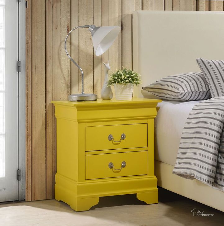 The appearance of Louis Phillipe Nightstand (Yellow) designed by Glory in the traditional interior design. This yellow piece of furniture  was selected by 1StopBedrooms from Louis Phillipe Collection to add a touch of cosiness and style into your home. Sku: G3102-N-Nightstand. Material: Wood. Product Type: Nightstand. Image1