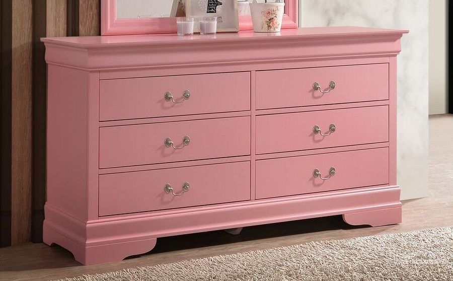 The appearance of Louis Phillipe Dresser (Pink) designed by Glory in the traditional interior design. This pink piece of furniture  was selected by 1StopBedrooms from Louis Phillipe Collection to add a touch of cosiness and style into your home. Sku: G3104-D-Dresser. Material: Wood. Product Type: Dresser. Image1