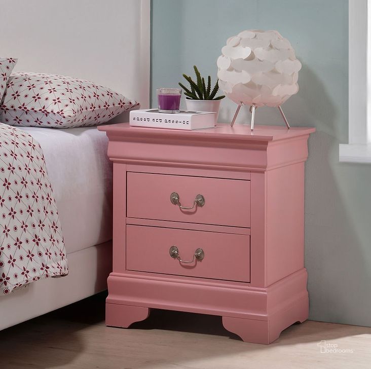 The appearance of Louis Phillipe Nightstand (Pink) designed by Glory in the traditional interior design. This pink piece of furniture  was selected by 1StopBedrooms from Louis Phillipe Collection to add a touch of cosiness and style into your home. Sku: G3104-N-Nightstand. Material: Wood. Product Type: Nightstand. Image1