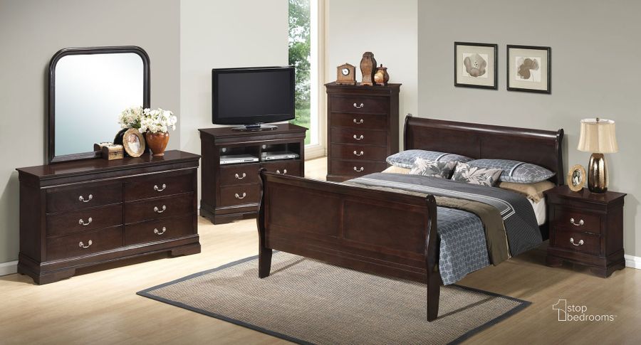The appearance of G3125 Sleigh Bedroom Set designed by Glory in the traditional interior design. This cappuccino piece of furniture  was selected by 1StopBedrooms from G3125 Collection to add a touch of cosiness and style into your home. Sku: G3125A-QB-Queen Bed  Headboard & Footboard;G3125A-QB-Queen Bed  Rails;G3125-N-Nightstand. Material: Wood. Product Type: Sleigh Bed. Bed Size: Queen. Image1