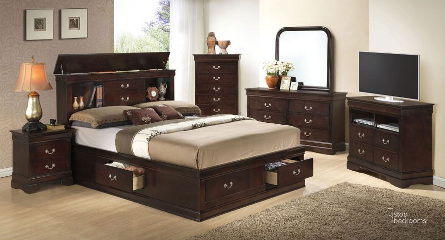 The appearance of G3125 Bookcase Storage Bedroom Set designed by Glory in the traditional interior design. This cappuccino piece of furniture  was selected by 1StopBedrooms from G3125 Collection to add a touch of cosiness and style into your home. Sku: G3125B-QSB-Queen Storage Bed  Headboard;G3125B-QSB-Queen Storage Bed  Footboard;G3125B-QSB-Queen Storage Bed  Rails;G3125B-QSB-Queen Storage Bed  Drawers for Rails;G3125B-QSB-Queen Storage Bed  Drawers for Footboard;G3125-N-Nightstand. Material: Wood. Product Type: Storage Bed. Bed Size: Queen. Image1