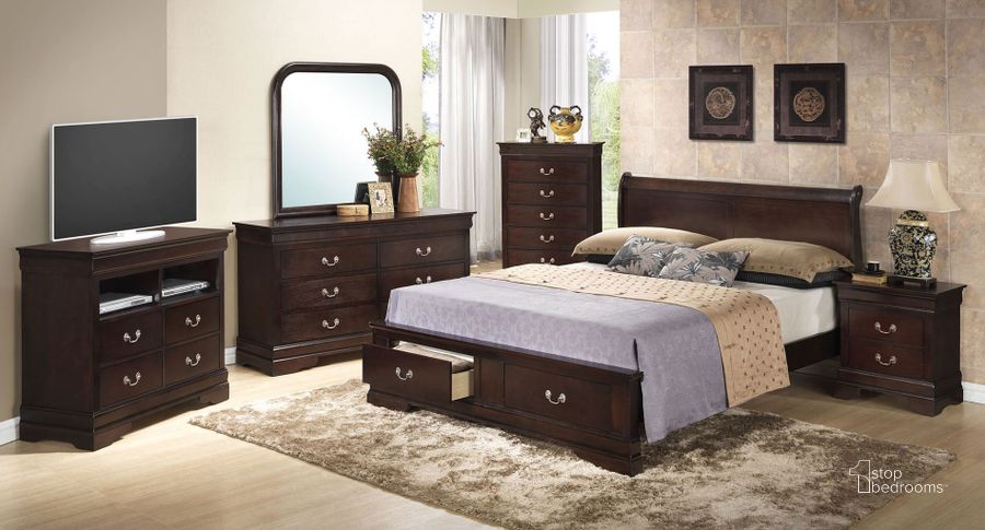 The appearance of G3125 Sleigh Storage Bedroom Set designed by Glory in the traditional interior design. This cappuccino piece of furniture  was selected by 1StopBedrooms from G3125 Collection to add a touch of cosiness and style into your home. Sku: G3125D-QSB2-Queen  Bed  Headboard;G3125D-QSB2-Queen  Bed  Footboard;G3125D-QSB2-Queen Bed  Rails;G3125D-QSB2-Queen Bed  Footboard Drawers;G3125-N-Nightstand. Material: Wood. Product Type: Storage Bed. Bed Size: Queen. Image1