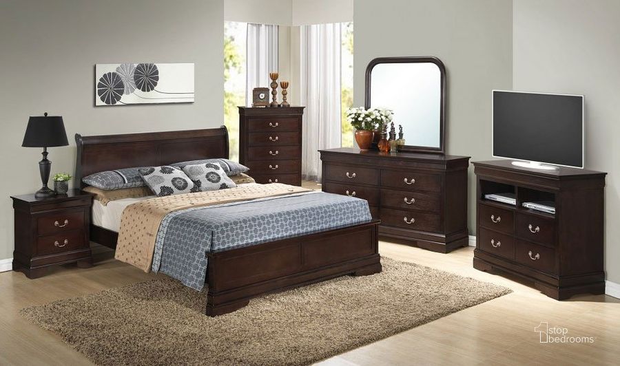 The appearance of G3125 Sleigh Headboard Bedroom Set designed by Glory in the traditional interior design. This cappuccino piece of furniture  was selected by 1StopBedrooms from G3125 Collection to add a touch of cosiness and style into your home. Sku: G3125E-QB3-Queen  Bed  Headboard;G3125E-QB3-Queen  Bed  Footboard;G3125E-QB3-Queen Bed  Rails;G3125-N-Nightstand. Material: Wood. Product Type: Sleigh Bed. Bed Size: Queen. Image1