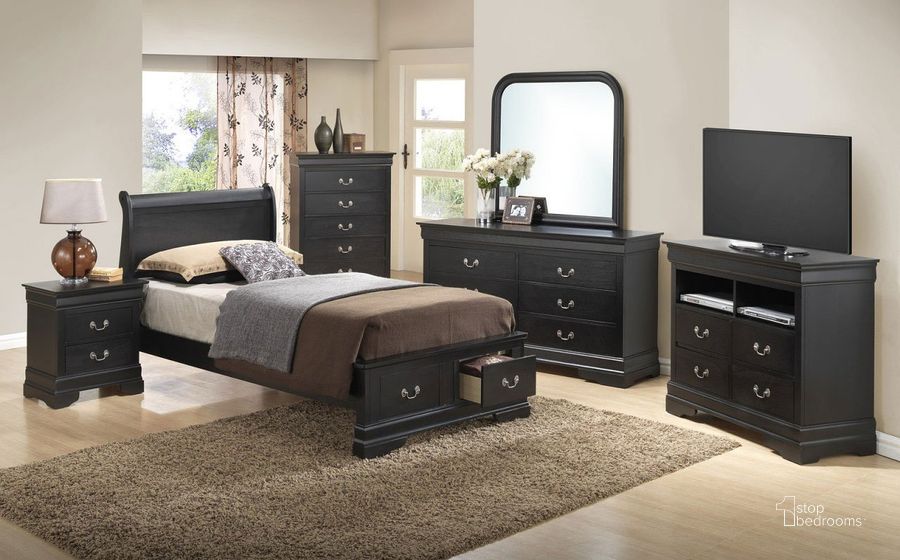 The appearance of G3150 Youth Sleigh Storage Bedroom Set designed by Glory in the traditional interior design. This black piece of furniture  was selected by 1StopBedrooms from G3150 Collection to add a touch of cosiness and style into your home. Sku: G3150D-TSB2-Twin Bed  Headboard;G3150D-TSB2-Twin Bed  Footboard;G3150D-TSB2-Twin Bed  Rails;G3150D-TSB2-Twin Bed  Footboard Drawers;G3150-N-Nightstand. Material: Wood. Product Type: Storage Bed. Bed Size: Twin. Image1