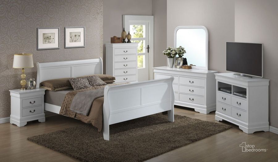 The appearance of G3190 Sleigh Bedroom Set designed by Glory in the traditional interior design. This white piece of furniture  was selected by 1StopBedrooms from G3190 Collection to add a touch of cosiness and style into your home. Sku: G3190A-QB-Queen Bed  Headboard & Footboard;G3190A-QB-Queen Bed  Rails;G3190-N-Nightstand. Material: Wood. Product Type: Sleigh Bed. Bed Size: Queen. Image1