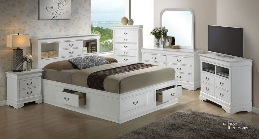 The appearance of G3190 Bookcase Storage Bedroom Set designed by Glory in the traditional interior design. This white piece of furniture  was selected by 1StopBedrooms from G3190 Collection to add a touch of cosiness and style into your home. Sku: G3190B-QSB-Queen Storage Bed  Headboard;G3190B-QSB-Queen Storage Bed  Footboard;G3190B-QSB-Queen Storage Bed  Rails;G3190B-QSB-Queen Storage Bed  Drawers for Rails;G3190B-QSB-Queen Storage Bed  Drawers for Footboard;G3190-N-Nightstand. Material: Wood. Product Type: Storage Bed. Bed Size: Queen. Image1