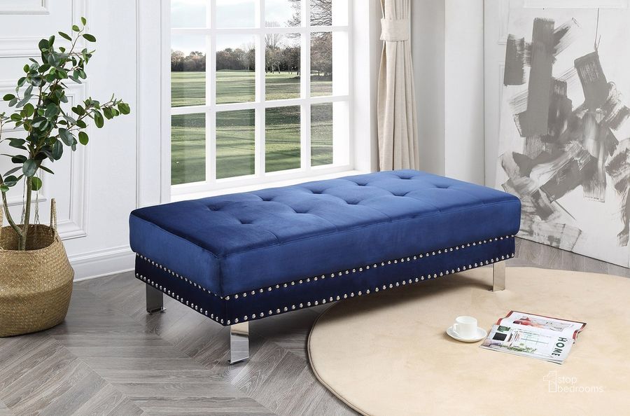 The appearance of Derek Ottoman (Navy Blue) designed by Glory in the transitional interior design. This navy blue piece of furniture  was selected by 1StopBedrooms from Derek Collection to add a touch of cosiness and style into your home. Sku: G374-O-Ottoman. Material: Fabric. Product Type: Ottoman. Image1
