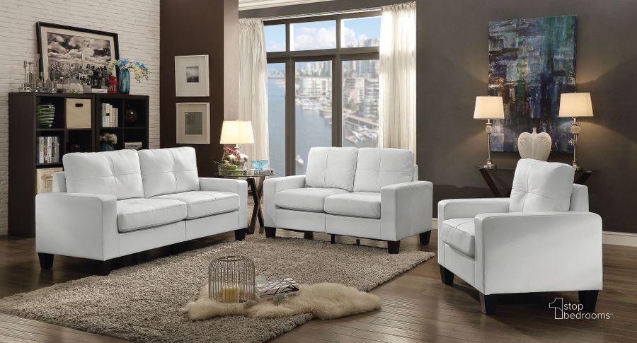 The appearance of Newbury Living Room Set (White) designed by Glory in the modern / contemporary interior design. This white piece of furniture  was selected by 1StopBedrooms from Newbury Collection to add a touch of cosiness and style into your home. Sku: G460A-S-Newbury Modular Sofa;G460A-L-Newbury Modular Loveseat. Material: Faux Leather. Product Type: Living Room Set. Image1