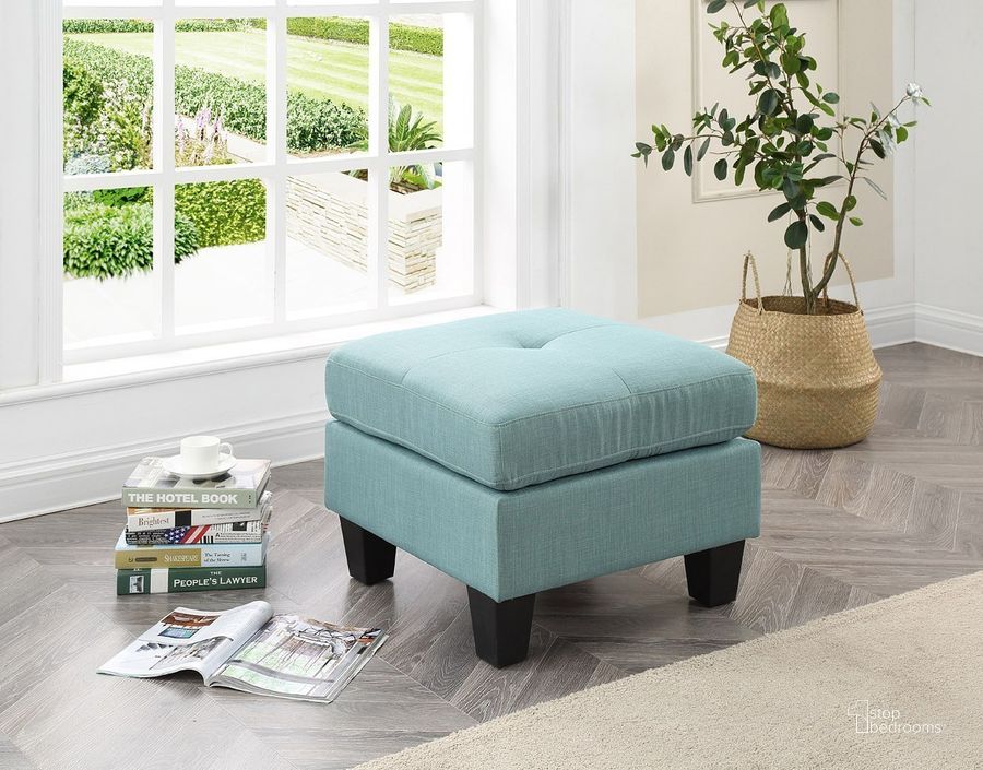 The appearance of Newbury Ottoman (Teal) designed by Glory in the modern / contemporary interior design. This teal piece of furniture  was selected by 1StopBedrooms from Newbury Collection to add a touch of cosiness and style into your home. Sku: G500-O-Ottoman. Material: Fabric. Product Type: Ottoman. Image1
