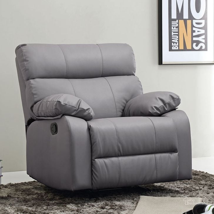 The appearance of G531 Rocker Recliner (Gray) designed by Glory in the modern / contemporary interior design. This gray piece of furniture  was selected by 1StopBedrooms from G53 Collection to add a touch of cosiness and style into your home. Sku: G531-RC-ROCKER RECLINER. Material: Faux Leather. Product Type: Rocker Recliner. Image1