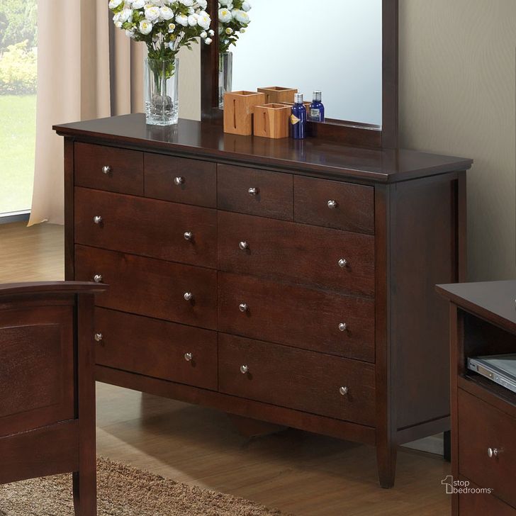 The appearance of G5425 Dresser (Cappuccino) designed by Glory in the transitional interior design. This cappuccino piece of furniture  was selected by 1StopBedrooms from G54 Collection to add a touch of cosiness and style into your home. Sku: G5425-D-8 Drawer Dresser. Material: Wood. Product Type: Dresser. Image1