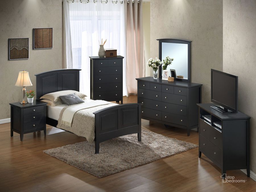 The appearance of G5450 Youth Panel Bedroom Set (Black) designed by Glory in the transitional interior design. This black piece of furniture  was selected by 1StopBedrooms from G54 Collection to add a touch of cosiness and style into your home. Sku: G5450A-TB-Twin Bed  Headboard & Footboard;G5450A-TB-Twin Bed  Rails;G5450-N-3 Drawer Nightstand. Material: Wood. Product Type: Panel Bed. Bed Size: Twin. Image1