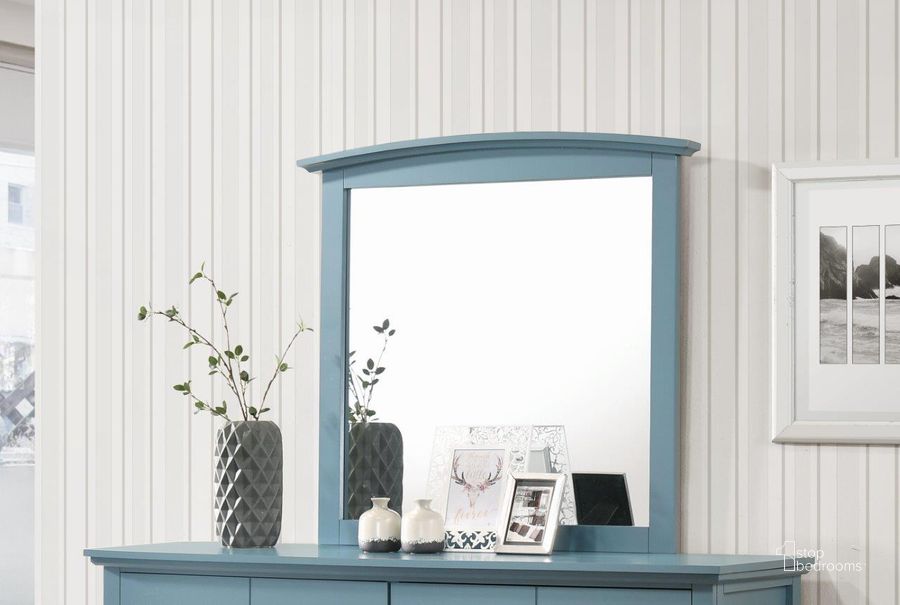 The appearance of Glory Furniture Hammond Mirror, Blue designed by Glory in the transitional interior design. This blue piece of furniture  was selected by 1StopBedrooms from Hammond Collection to add a touch of cosiness and style into your home. Sku: G5480-M-Arched Dresser Mirror. Material: Wood. Product Type: Dresser Mirror. Image1