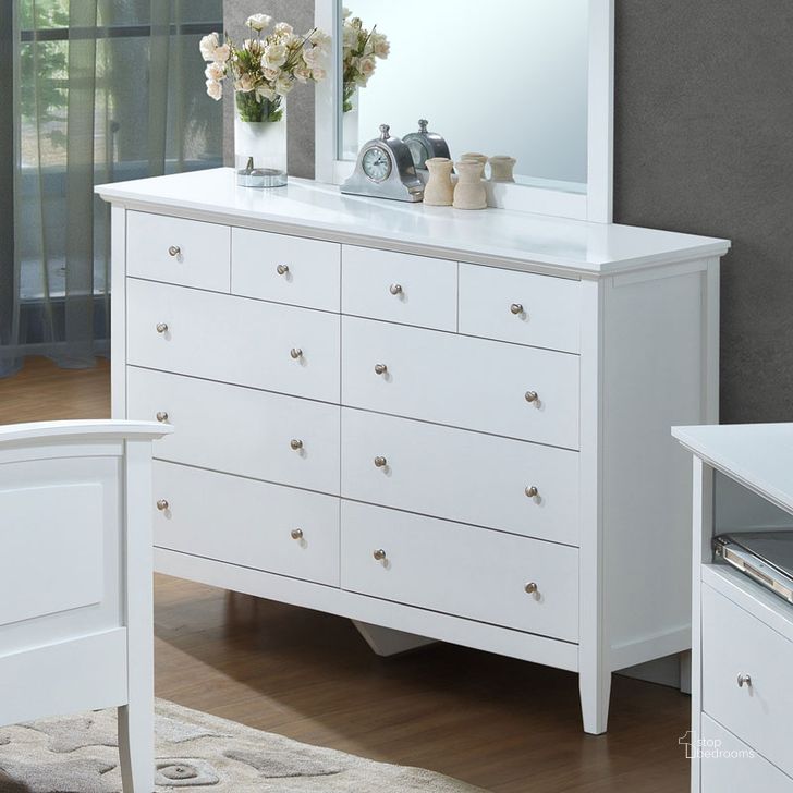 The appearance of G5490 Dresser (White) designed by Glory in the transitional interior design. This white piece of furniture  was selected by 1StopBedrooms from G54 Collection to add a touch of cosiness and style into your home. Sku: G5490-D-8 Drawer Dresser. Material: Wood. Product Type: Dresser. Image1