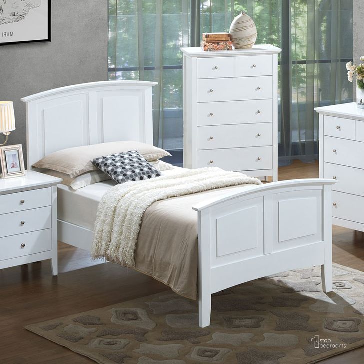 The appearance of G5490 Youth Panel Bed (White) (Twin) designed by Glory in the transitional interior design. This white piece of furniture  was selected by 1StopBedrooms from G54 Collection to add a touch of cosiness and style into your home. Sku: G5490A-TB-Twin Bed  Headboard & Footboard;G5490A-TB-Twin Bed  Rails. Bed Type: Panel Bed. Material: Wood. Product Type: Panel Bed. Bed Size: Twin.