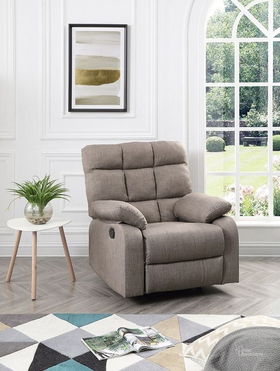 The appearance of Cindy Recliner (Gray) designed by Glory in the modern / contemporary interior design. This gray piece of furniture  was selected by 1StopBedrooms from Cindy Collection to add a touch of cosiness and style into your home. Sku: G555-RC-ROCKER RECLINER. Material: Fabric. Product Type: Recliners and Rocker. Image1