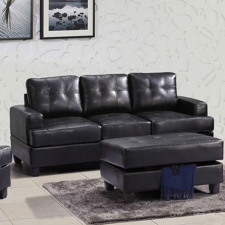 The appearance of G583 Living Room Set (Black) designed by Glory in the transitional interior design. This black piece of furniture  was selected by 1StopBedrooms from G583 Collection to add a touch of cosiness and style into your home. Sku: G583A-S-BASE, SEAT CUSHION, BACK, ARM, BACK PILLOW;G583A-S-BASE, SEAT CUSHION, BACK, ARM, BACK PILLOW, HARDWARE AND LEG;G583A-L-BASE, PILLOW, LEG, HARDWARE;G583A-L-ARM, CUSHION SEAT. Material: Faux Leather. Product Type: Living Room Set. Image1
