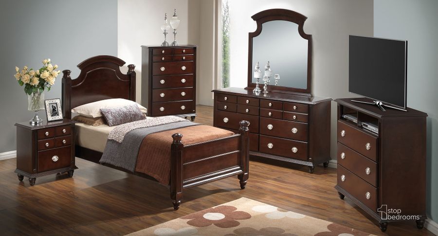 The appearance of G5950 Youth Low Post Bedroom Set designed by Glory in the traditional interior design. This cappuccino piece of furniture  was selected by 1StopBedrooms from G59 Collection to add a touch of cosiness and style into your home. Sku: G5950A-TB-Twin Bed  Headboard & Footboard;G5950A-TB-Twin Bed  Posts;G5950A-TB-Twin Bed  Rails;G5950-N-Nightstand. Material: Wood. Product Type: Poster Bed. Bed Size: Twin. Image1
