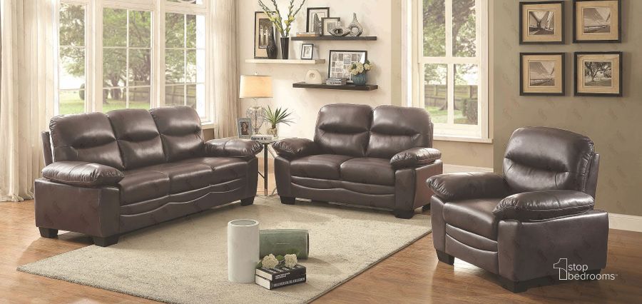 The appearance of G674 Living Room Set (Dark Brown) designed by Glory in the modern / contemporary interior design. This dark brown piece of furniture  was selected by 1StopBedrooms from G67 Collection to add a touch of cosiness and style into your home. Sku: G674-S-Sofa;G674-L-Loveseat. Material: Faux Leather. Product Type: Living Room Set. Image1