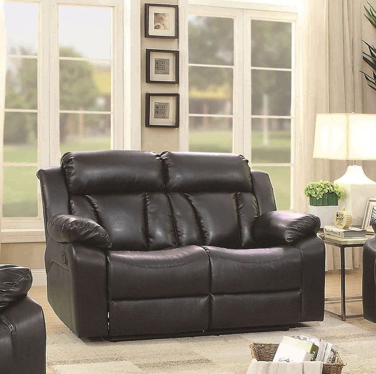 The appearance of G683 Reclining Loveseat (Black) designed by Glory in the modern / contemporary interior design. This black piece of furniture  was selected by 1StopBedrooms from G68 Collection to add a touch of cosiness and style into your home. Sku: G683-RL-Reclining Love seat. Material: Faux Leather. Product Type: Reclining Loveseat. Image1
