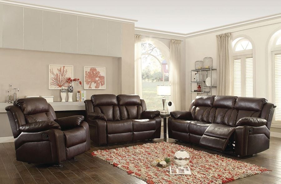 The appearance of G686 Reclining Living Room Set (Brown) designed by Glory in the modern / contemporary interior design. This brown piece of furniture  was selected by 1StopBedrooms from G68 Collection to add a touch of cosiness and style into your home. Sku: G686-RS-Reclining Sofa;G686-RL-Reclining Love seat. Material: Faux Leather. Product Type: Living Room Set. Image1