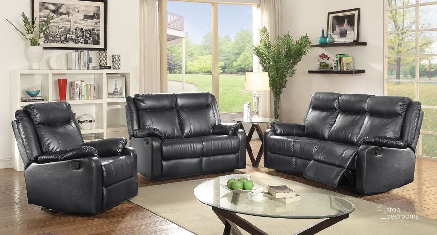 The appearance of G761 Reclining Living Room Set (Black) designed by Glory in the modern / contemporary interior design. This black piece of furniture  was selected by 1StopBedrooms from G76 Collection to add a touch of cosiness and style into your home. Sku: G761A-RS-Double Reclining Sofa;G761A-RL-Double Reclining Love Seat. Material: Faux Leather. Product Type: Living Room Set. Image1