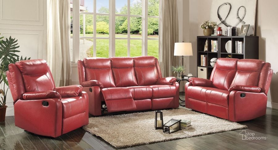 The appearance of G765 Reclining Living Room Set (Red) designed by Glory in the modern / contemporary interior design. This red piece of furniture  was selected by 1StopBedrooms from G76 Collection to add a touch of cosiness and style into your home. Sku: G765A-RS-Double Reclining Sofa;G765A-RL-Double Reclining Love Seat. Material: Faux Leather. Product Type: Living Room Set. Image1
