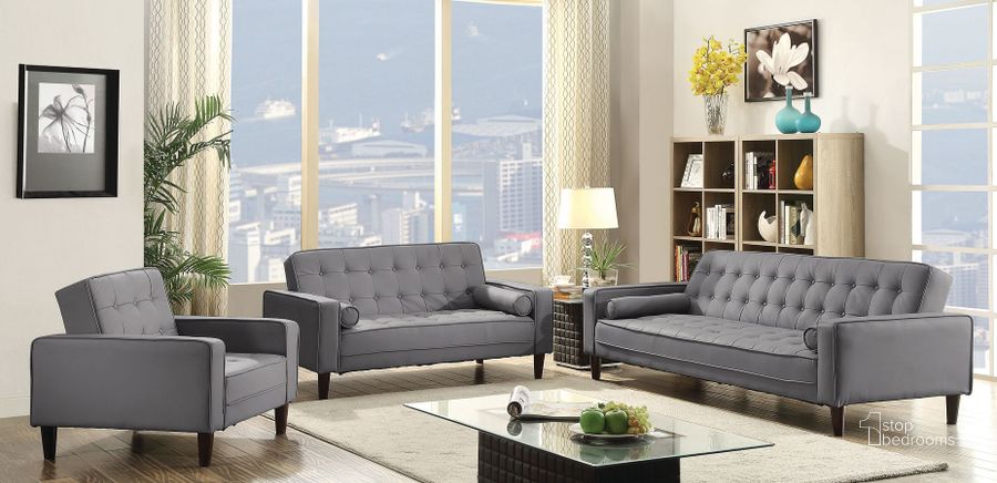 The appearance of G832A Living Room Set (Gray) designed by Glory in the transitional interior design. This gray piece of furniture  was selected by 1StopBedrooms from G83 Collection to add a touch of cosiness and style into your home. Sku: G832A-S-Sofa Bed;G832A-L-Loveseat Bed Base;G832A-L-Loveseat Bed Arms. Material: Faux Leather. Product Type: Living Room Set. Image1