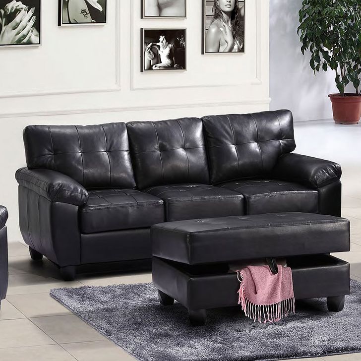 The appearance of G903 Sofa (Black) designed by Glory in the transitional interior design. This black piece of furniture  was selected by 1StopBedrooms from G903 Collection to add a touch of cosiness and style into your home. Sku: G903A-S-BASE, CUSHION SEAT, BACK PILLOW, HARDWARE, LEG;G903A-S-ARM, BACK FRAME. Material: Faux Leather. Product Type: Sofa.