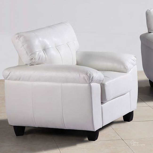 The appearance of G907 Chair (White) designed by Glory in the transitional interior design. This white piece of furniture  was selected by 1StopBedrooms from G907 Collection to add a touch of cosiness and style into your home. Sku: G907A-C-Chair. Material: Faux Leather. Product Type: Chair.