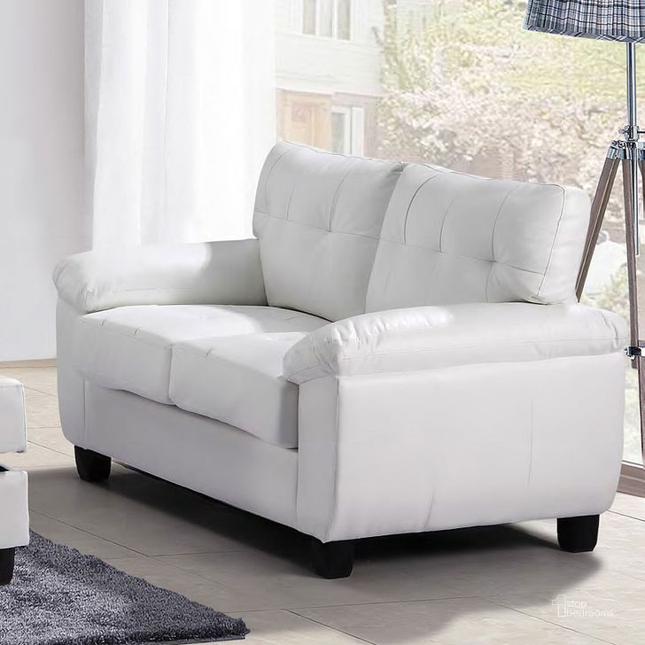 The appearance of G907 Loveseat (White) designed by Glory in the transitional interior design. This white piece of furniture  was selected by 1StopBedrooms from G907 Collection to add a touch of cosiness and style into your home. Sku: G907A-L-BASE, BACK FRAME, CUSHION PILLOW, BACK PILLOW, HARDWARE, LEG;G907A-L-ARM. Material: Faux Leather. Product Type: Loveseat.
