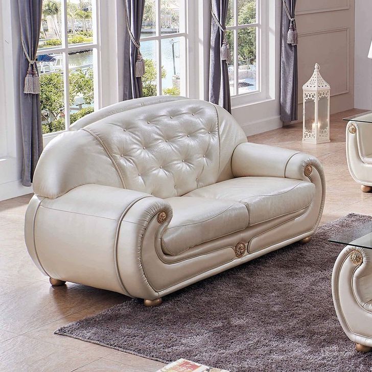 The appearance of Giza Loveseat (Beige) designed by ESF in the transitional interior design. This beige piece of furniture  was selected by 1StopBedrooms from Giza Collection to add a touch of cosiness and style into your home. Sku: GIZA2. Material: Leather. Product Type: Loveseat. Image1