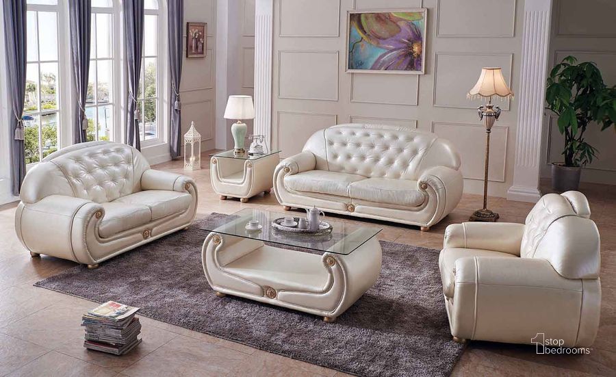The appearance of Giza Living Room Set (Beige) designed by ESF in the transitional interior design. This beige piece of furniture  was selected by 1StopBedrooms from Giza Collection to add a touch of cosiness and style into your home. Sku: GIZA3;GIZA2. Material: Leather. Product Type: Living Room Set. Image1