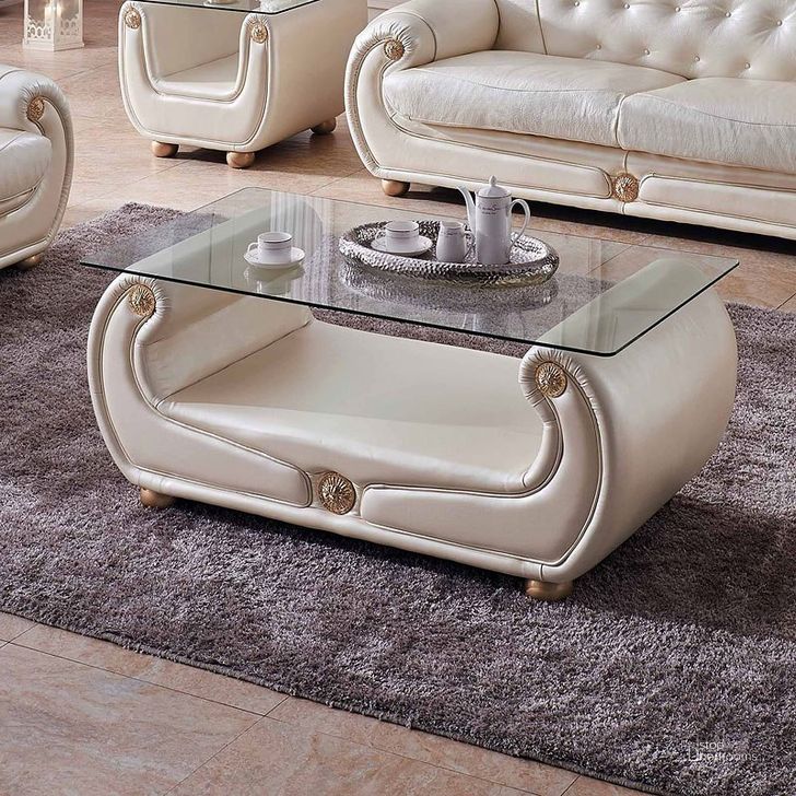 The appearance of Giza Coffee Table (Beige) designed by ESF in the transitional interior design. This beige piece of furniture  was selected by 1StopBedrooms from Giza Collection to add a touch of cosiness and style into your home. Sku: GIZACTABLEBEIGE. Material: Leather. Product Type: Coffee and Cocktail Table. Image1