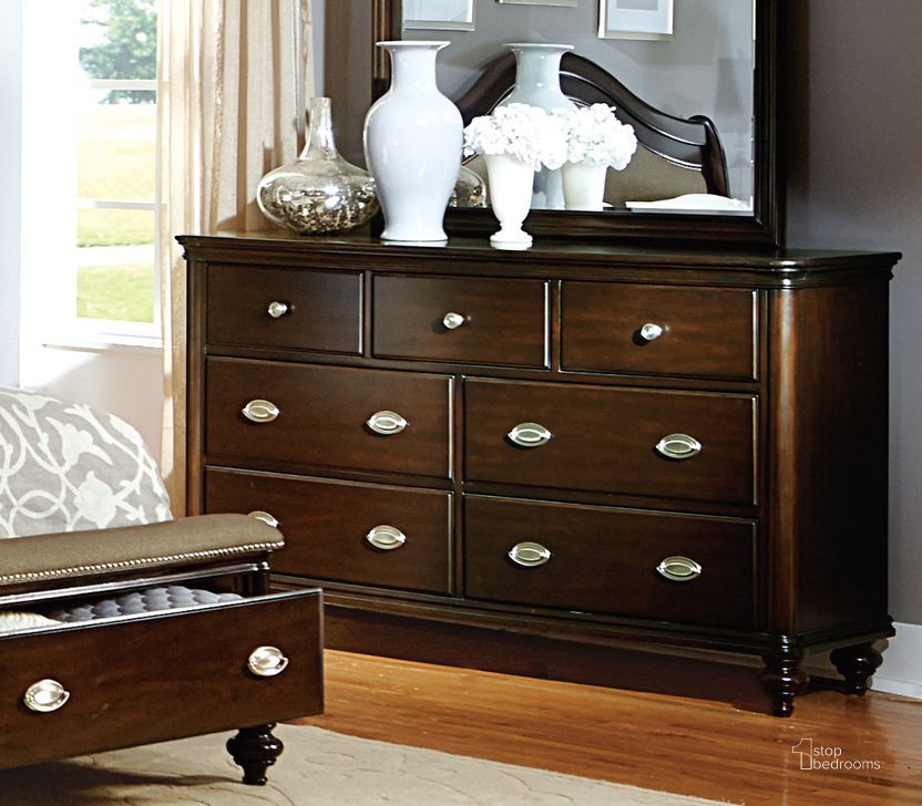 The appearance of Marston Dark Cherry Dresser designed by Homelegance in the modern / contemporary interior design. This brown piece of furniture  was selected by 1StopBedrooms from Marston Collection to add a touch of cosiness and style into your home. Sku: 2615DC-5. Material: Wood. Product Type: Dresser.