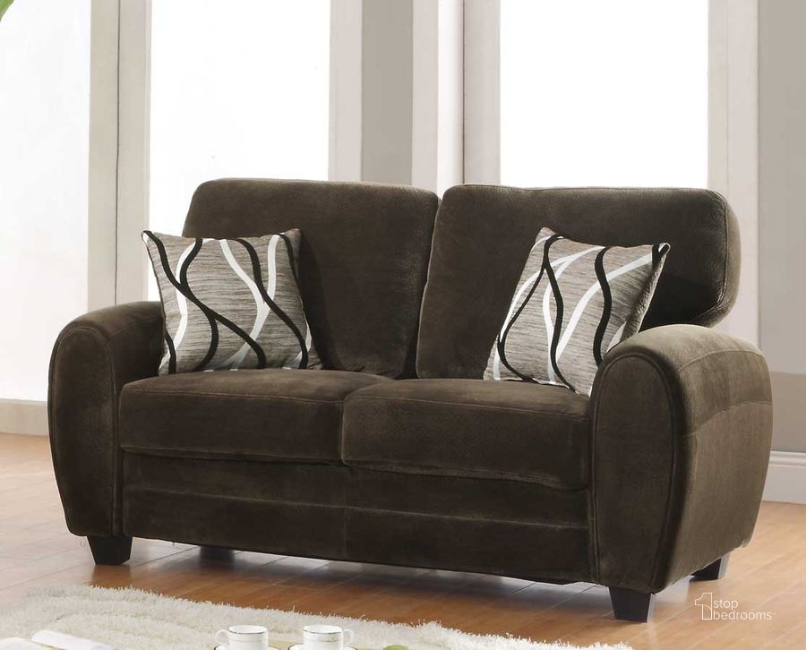 The appearance of Rubin Loveseat designed by Homelegance in the modern / contemporary interior design. This brown piece of furniture  was selected by 1StopBedrooms from Rubin Collection to add a touch of cosiness and style into your home. Sku: 9734CH-2. Material: Fabric. Product Type: Loveseat.