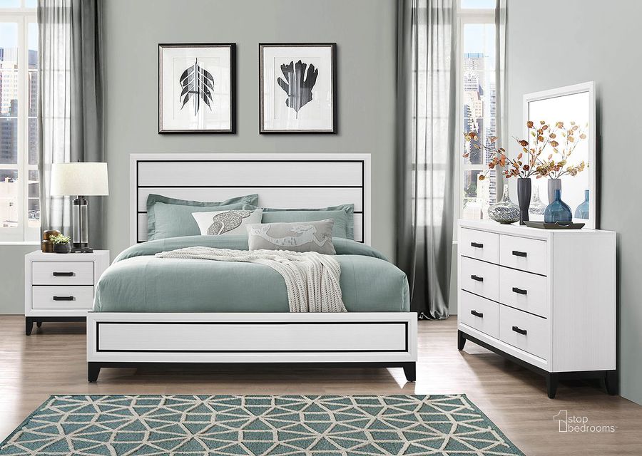 The appearance of Kate Panel Bedroom Set (White) designed by Global Furniture USA in the transitional interior design. This white piece of furniture  was selected by 1StopBedrooms from Kate Collection to add a touch of cosiness and style into your home. Sku: KATE-WHITE-KB/QB SR;KATE-WHITE-QB-HB/FB;KATE-WHITE-NS. Bed Type: Panel Bed. Product Type: Panel Bed. Bed Size: Queen. Material: Plywood. Image1