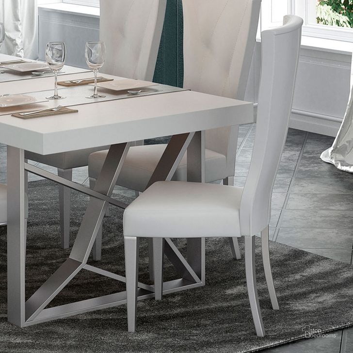 The appearance of Kiu Side Chair (Set of 2) designed by ESF in the modern / contemporary interior design. This white high gloss piece of furniture  was selected by 1StopBedrooms from Kiu Collection to add a touch of cosiness and style into your home. Sku: KIUSIDECHAIR. Product Type: Dining Chair. Material: MDF. Image1