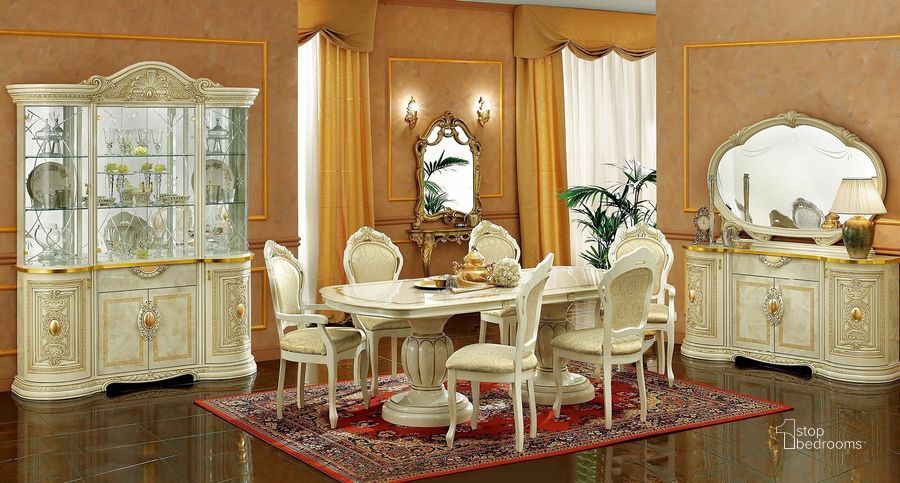 The appearance of Leonardo Oval Dining Room Set designed by ESF in the traditional interior design. This ivory piece of furniture  was selected by 1StopBedrooms from Leonardo Collection to add a touch of cosiness and style into your home. Sku: LEONARDOTABLE;LEONARDOSIDECHAIR. Table Base Style: Double Pedestal. Table Top Shape: Oval. Material: Wood. Product Type: Dining Room Set. Size: 73". Image1
